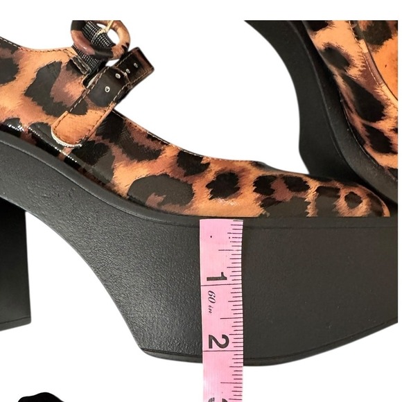 NWT Larroude Olivia Platform Pump Patent Safiano Jaguar Leopard Mary Jane 7 - Picture 7 of 9